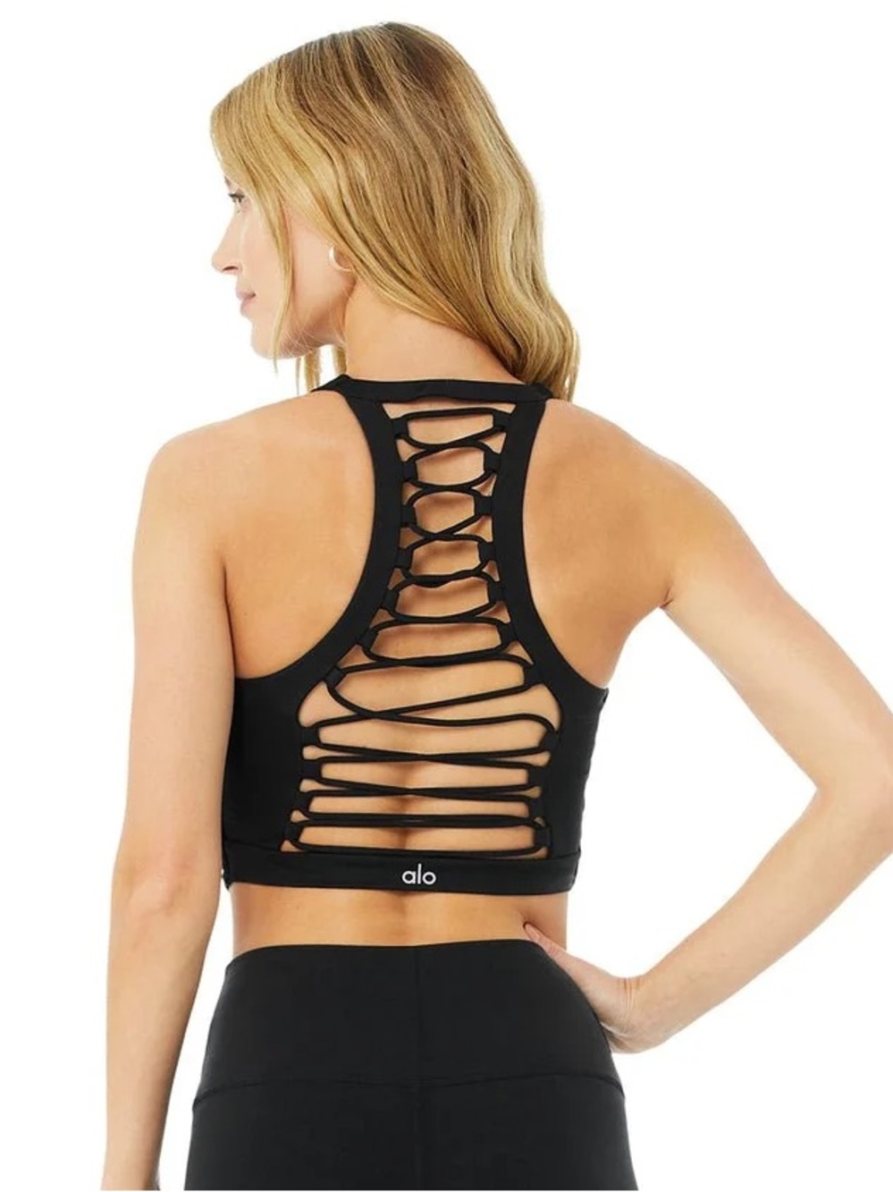 Alo Yoga Movement Strappy Back Sports Bra Black